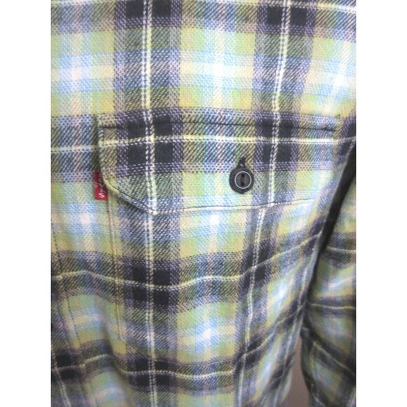 Levi's Men's The Worker Relaxed button up Plaid Shirt Green Blue Black Plaid - Picture 3 of 5